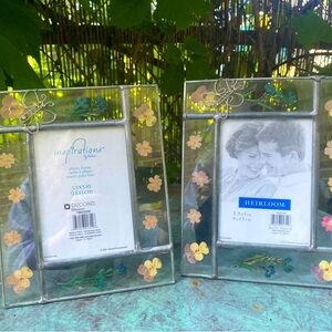 2 SET PAIR Pressed Floral Frames w Butterflies
